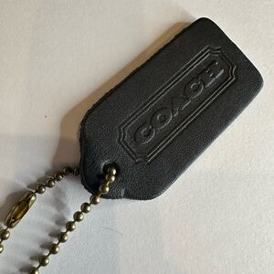Coach Black Leather Tag with Gold Chain